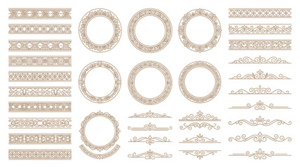 Fototapeta premium Ornate Decorative Borders and Frames - Vintage Scrollwork Design Elements