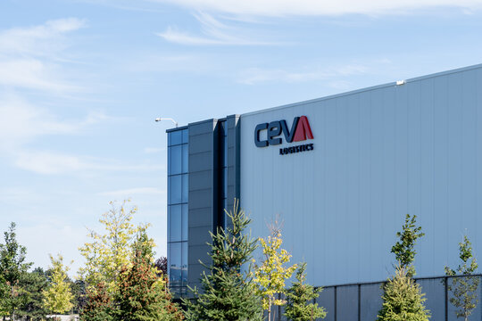 Mississauga, Ontario, Canada - September 27, 2026: CEVA Logistics facility located on Explorer Drive in Mississauga, Ontario, Canada. CEVA Logistics SA is a multinational French logistics and supply c