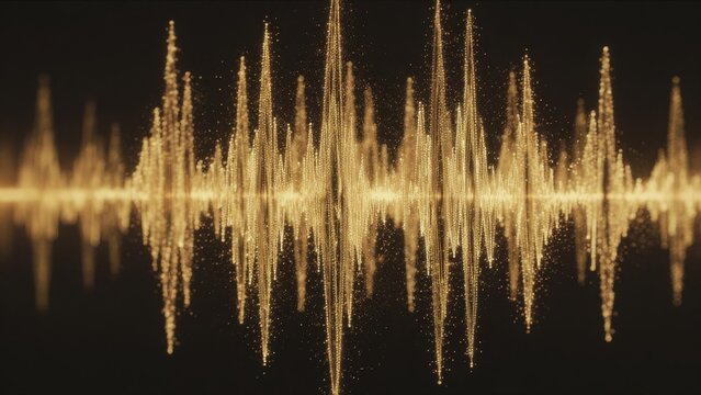 Golden Waveform Design with Sparkling Particles in Dark Background