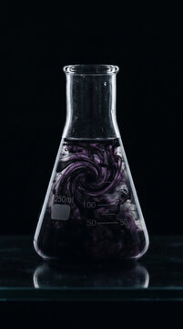 Swirling Purple Liquid Void in Laboratory Flask, Spell Potion Ingredients, Witchy  