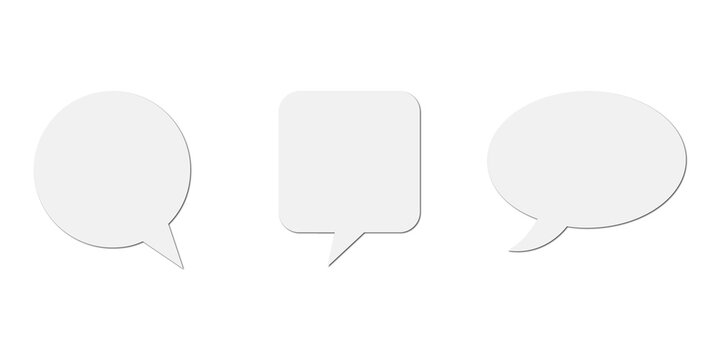 White Blank Speech Bubbles Set Isolated on Transparent Background