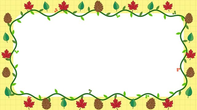 Autumn Vine and Pinecone Border Frame Animated Loop