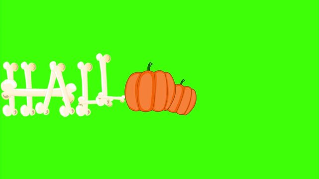 halloween bones text motion with pumpkin vector animation