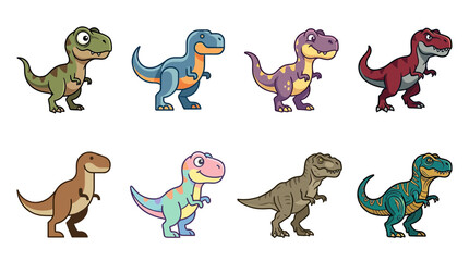 Cute Cartoon Dinosaur Collection Isolated © hejue