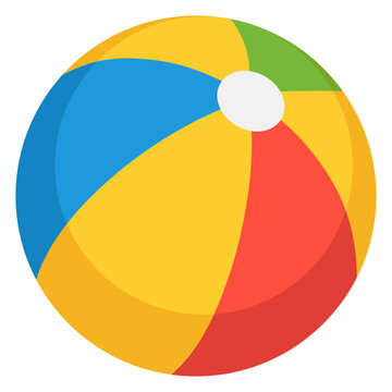 Colorful inflatable beach ball summer water toy icon flat vector illustration