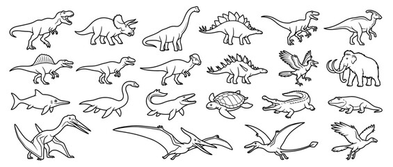 Collection of Hand-Drawn Ancient Creatures on Transparent Background © Hidan