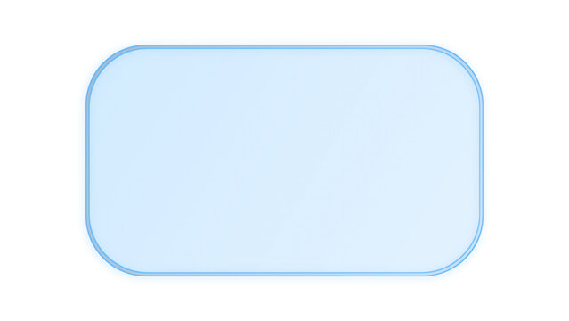 Blue Liquid Glass Rounded Rectangle Frame with Glowing Border and Transparent Modern UI Design