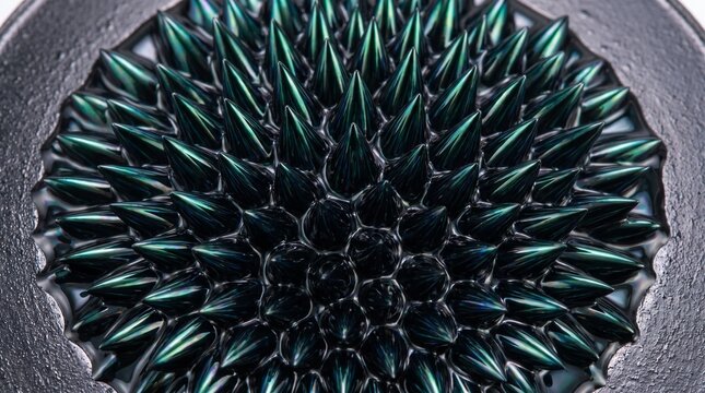 Ferro Fluid Spikes Under Magnetic Field Macro, Filling the Entire