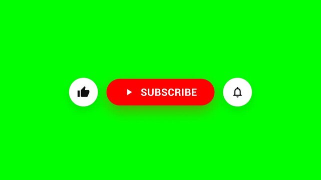 Pop up youtube subscribe and like notification on green screen