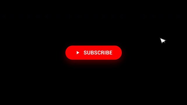 Pop up youtube subscribe buttons with mouse clicks on black background