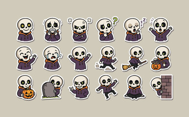Obraz premium set of funny cartoon skeleton