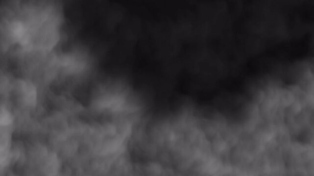 Moving fog smoke overlay on transparent background, looping on alpha channel