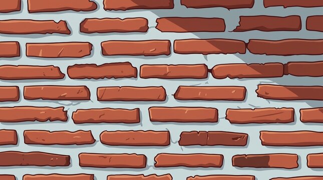 Red Brick Wall Seamless Cartoon Texture Background