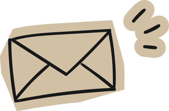 Envelope email message scrapbook doodle sticker icon. hand drawn mail, letter, correspondence, send, and newsletter elements for digital journaling and web craft illustration