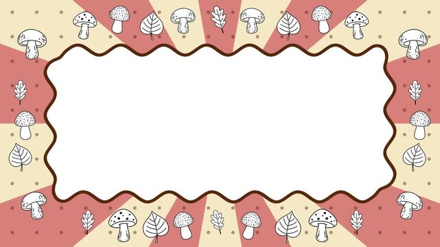 Groovy Autumn Wavy Border Animation with Mushrooms and Sunburst