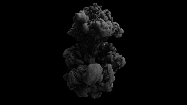 Black ink swirling in water against a dark background