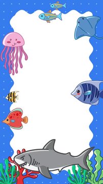 Cartoon Underwater Sea Life Border Animation with Copy Space