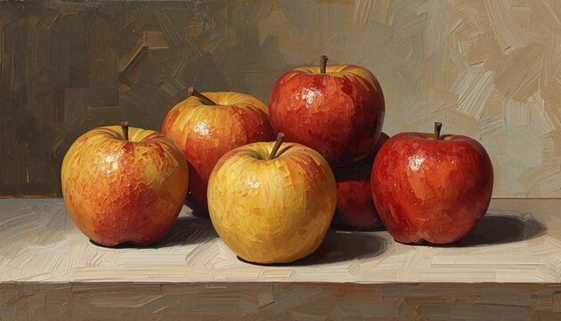 Analytical Still Life with Apples in C&eacute;zanne Style with Geometric Structure
