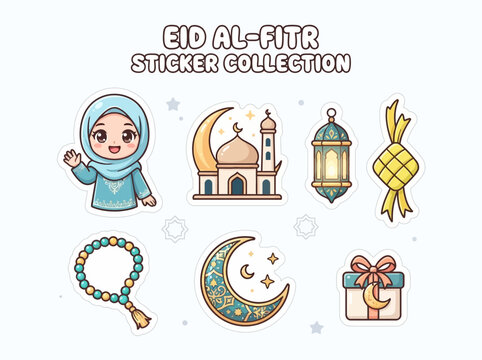 Eid Celebration Sticker Icons.