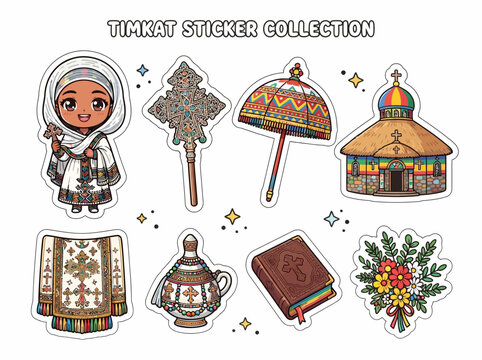 Traditional Timkat Religious Sticker Set.