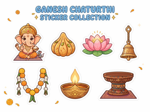 Ganesha Chaturthi Celebration Stickers.