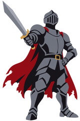 Fototapeta premium Heroic Medieval Knight in Full Plate Armor Wielding a Sword