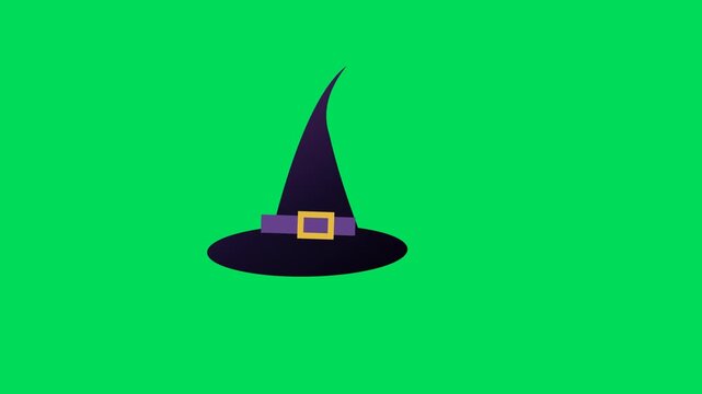 Halloween icon animation set of purple floating witch hats
