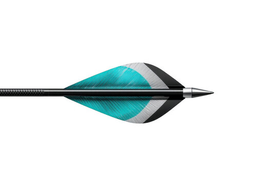 Archery arrow flying towards target achieving success