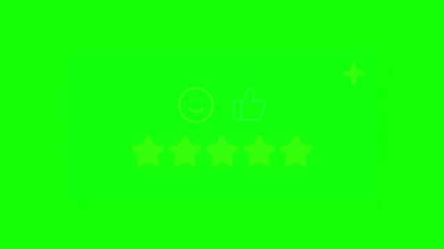 Customer feedback 5 star rating animation with smiley icon on green screen