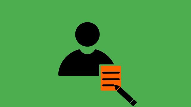 Copywriter icon featuring a person, pen, and paper symbolizing writing, content creation, and professional communication.
