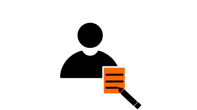 Copywriter icon featuring a person, pen, and paper symbolizing writing, content creation, and professional communication.