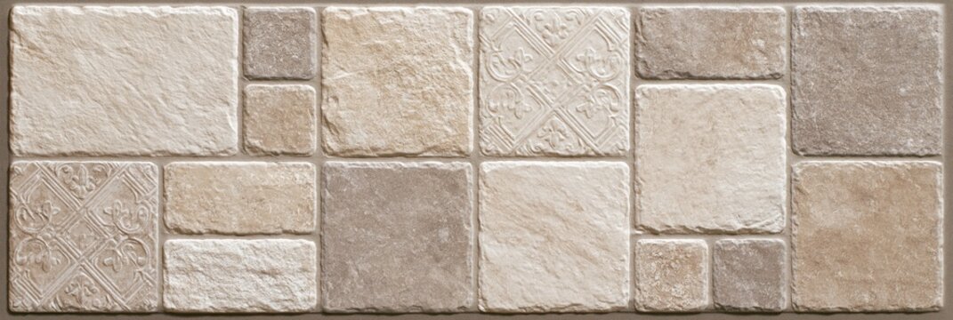 Stone Tile Wall Pattern with Decorative Embossing
