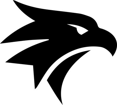 Black eagle head logo vector design, fierce falcon emblem symbol silhouette