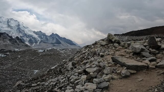 Footage of landscape nearly Everest Base Camp in Nepal. Everest Base Camp Trek is undoubtedly the adventure of a lifetime and one of Nepal's best trekking destination.