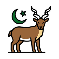 Obraz premium Majestic Deer Silhouette Under a Moon and Star in a Mystical Forest