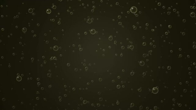 Abstract Neon Yellow Bubbles Floating on Dark Background Loop