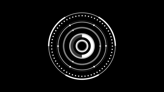 Glowing neon light target icon animation. Military training, Military target icon animation on black background. Crosshair, gun aim, sniper target.