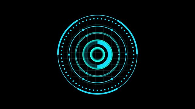 Glowing neon light target icon animation. Military training, Military target icon animation on black background. Crosshair, gun aim, sniper target.