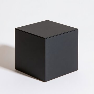 Black cube on a plain background