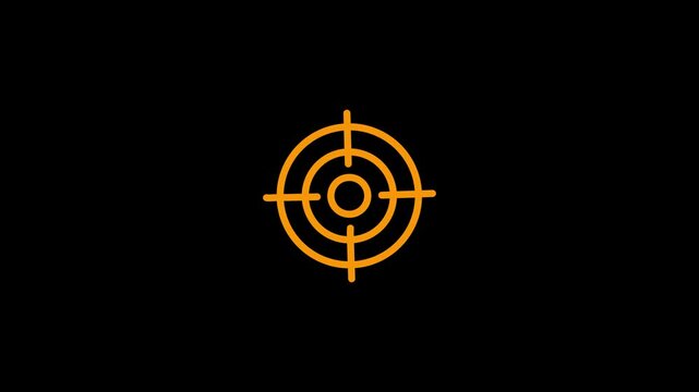 Glowing neon light target icon. Military training, Military target icon animation. Military training , Military target icon animation.gun aim, sniper target, precise shoot,4k video