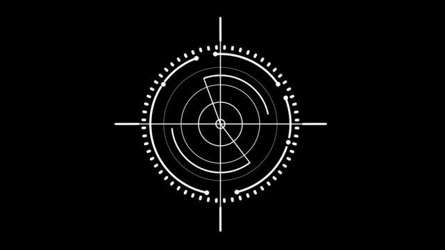 Glowing neon light target icon animation. Military training, Military target icon animation on black background. Crosshair, gun aim, sniper target.