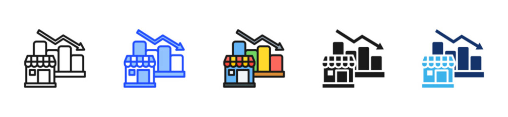 Obraz premium Market Failure Icon Set Collection With Multiple Styles