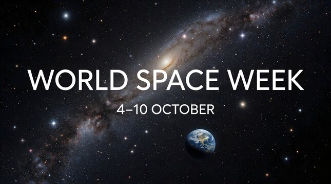 world space week galaxy background with earth and cosmic stars for astronomy concept