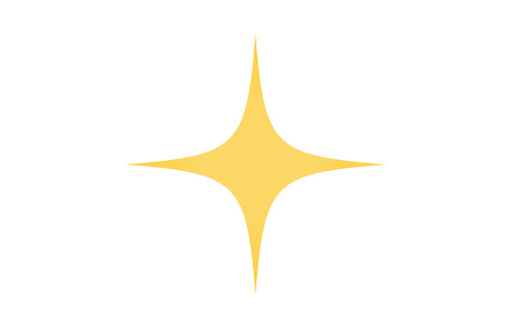 Yellow Four Point Star Sparkle Vector Icon Isolated on White Background
