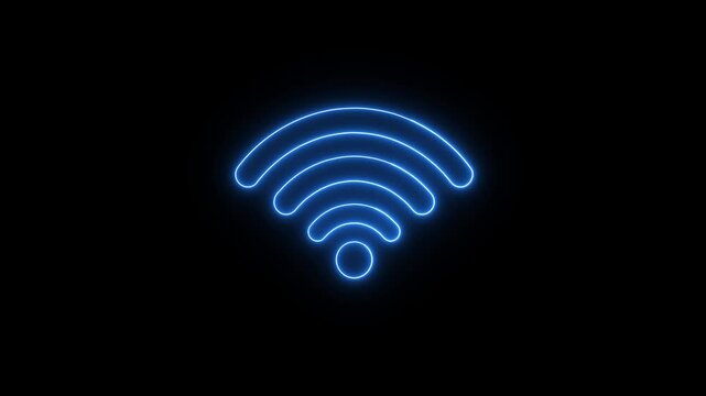 Neon WiFi Icon Glowing Wireless Internet Signal Symbol Modern Technology Connectivity Network