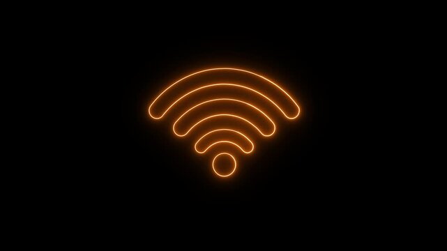 Neon WiFi Icon Glowing Wireless Internet Signal Symbol Modern Technology Connectivity Network