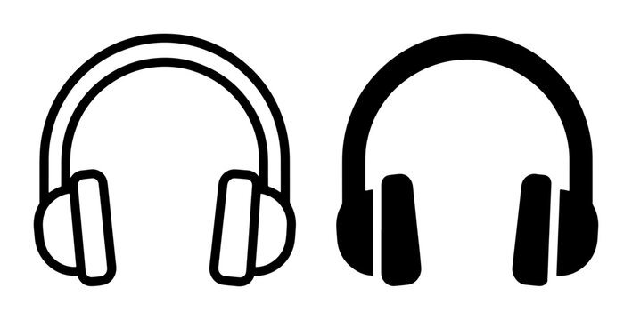 Headphones silhouette for music and technology logo