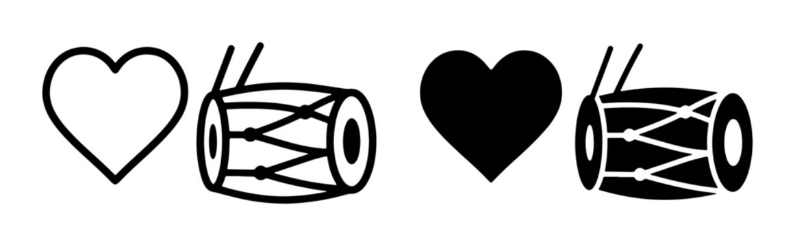 Heart and Dhol drum silhouette for logo or sticker