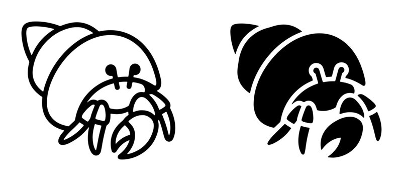 Hermit crab in shell silhouette for a logo