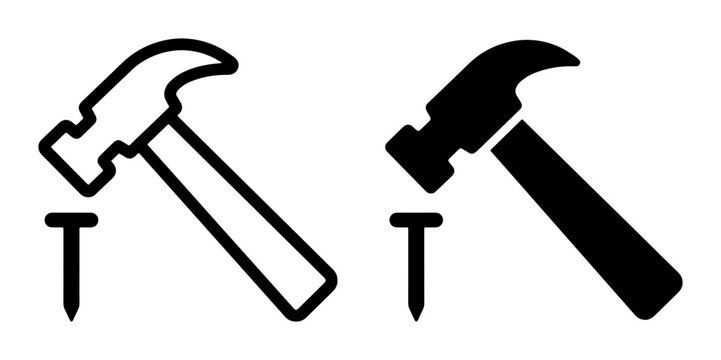 Hammer and nail silhouette for logo or print
